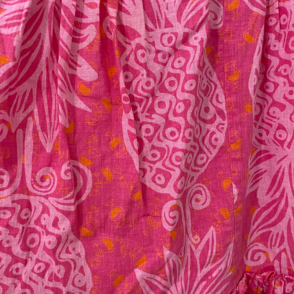 Lilly Pulitzer Largo Daiquiri Skirt L Pink Pineapple Print Linen Ruffle Pockets - Picture 6 of 11
